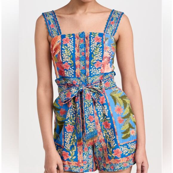 FARM RIO Stitched Garden Blue Romper Size - Picture 1 of 12